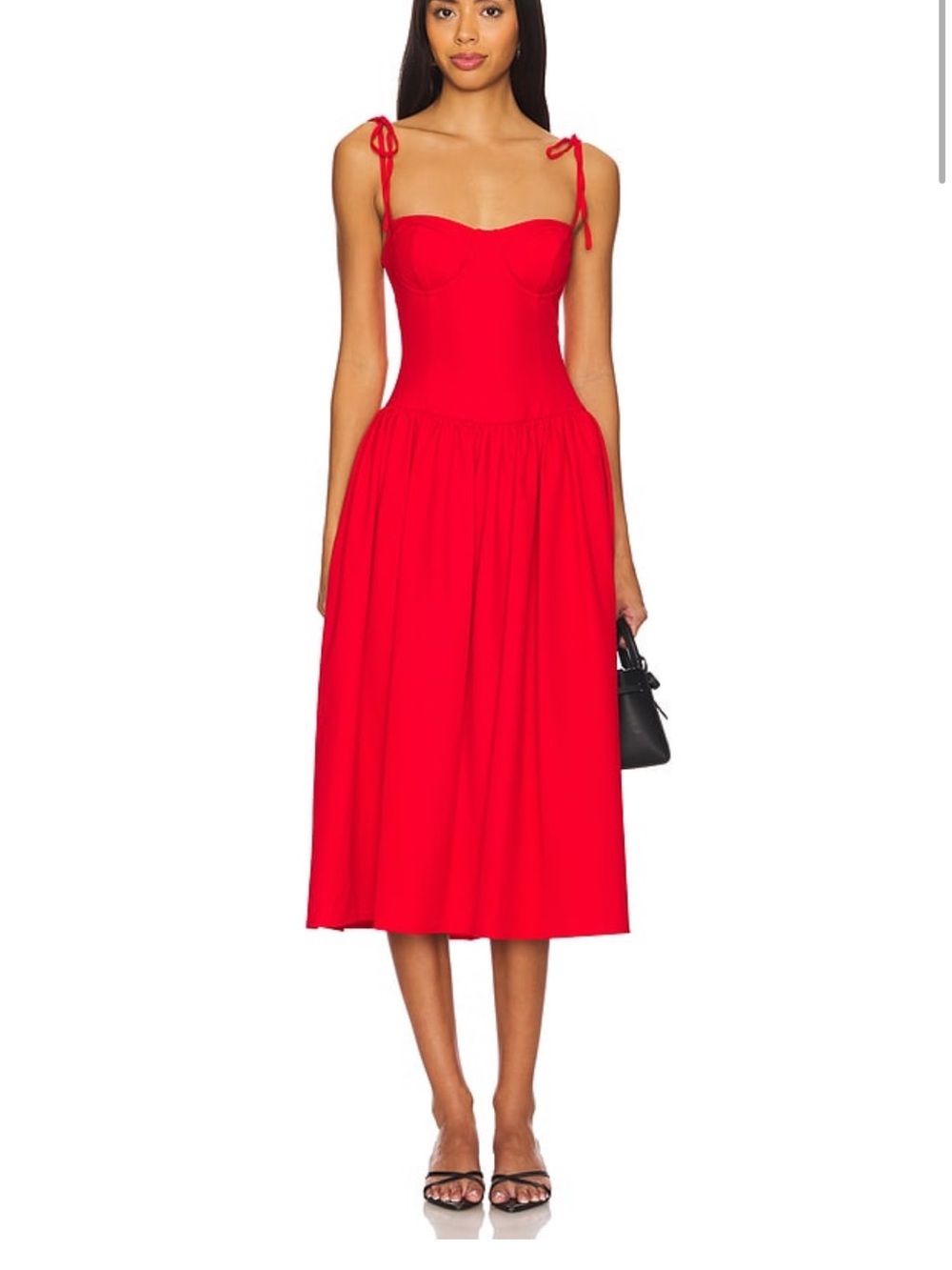 Theresa Midi Corset Dress in Red